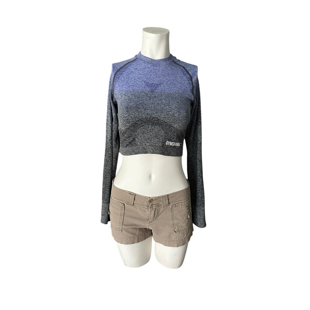 Gymshark Vital Seamless 2.0 Long Sleeve Crop Top Thumb Holes Smocked violet XS